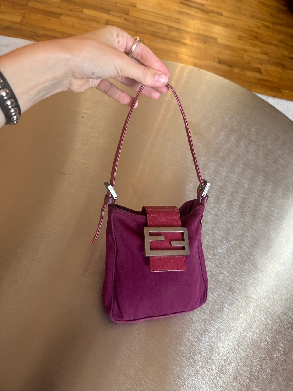 FENDI PLUM PURPLE BAGUETTE MINI TOTE